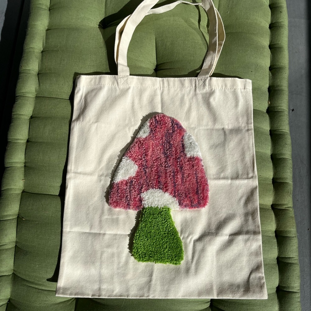 Handmade tufted tote bag